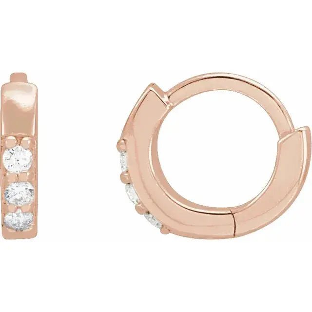 Stylish 8mm diamond hoop earrings in rose gold