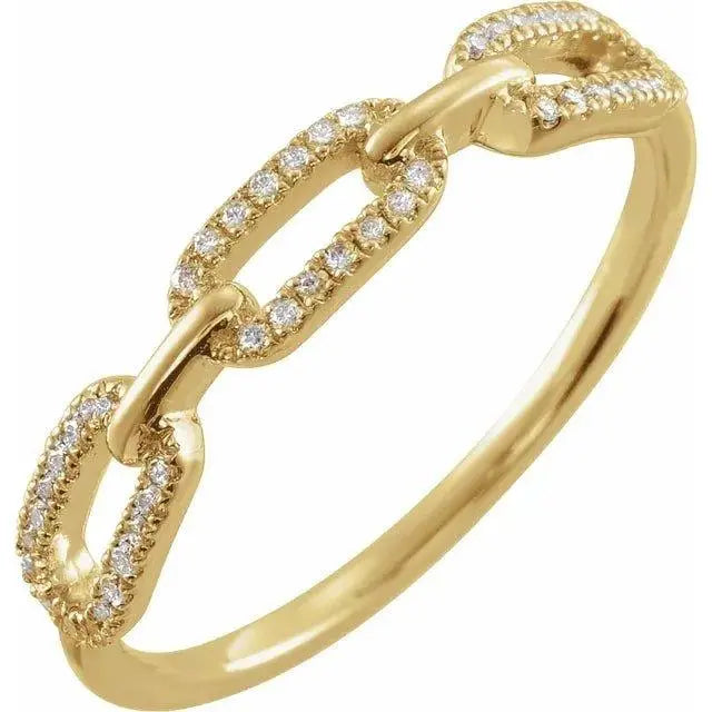 Chain Link Ring handcrafted in NYC in 14K Yellow Gold, symbolizing strength and unity