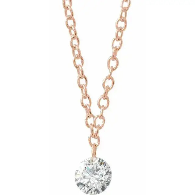 Drilled diamond necklace in 14K gold