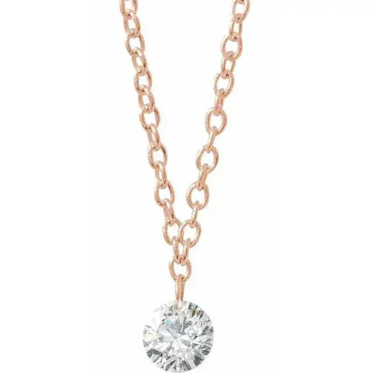 Drilled diamond necklace in 14K gold