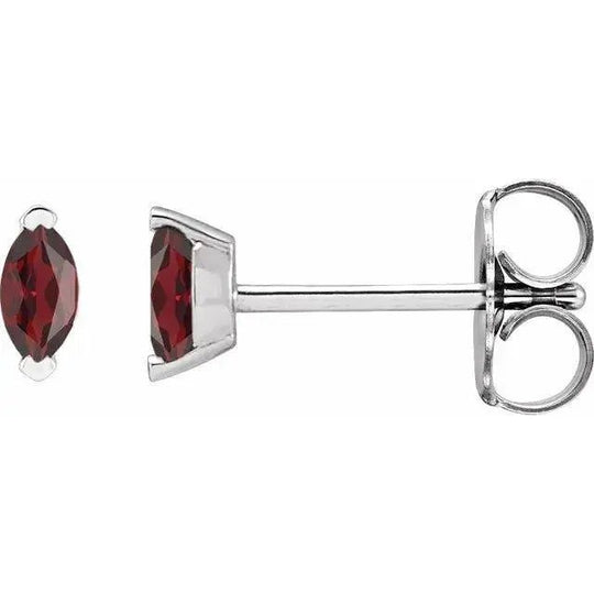 Timeless marquise-cut garnet earrings, perfect for formal occasions or gifting.