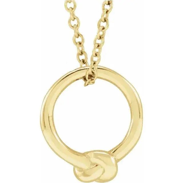 14K gold overhand knot necklace with nautical design