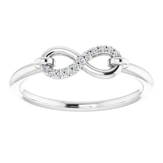 14K White Gold Infinity Lock Ring with intricate design.