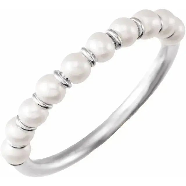 Luxury pearl line ring handcrafted in solid gold