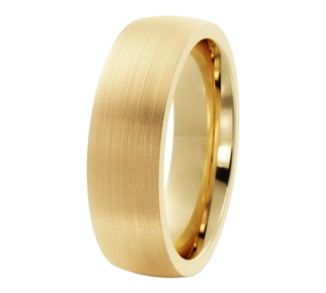 14k gold 5mm satin finish lightweight wedding band with comfort fit in white gold.