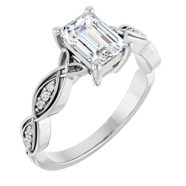 Modern emerald cut engagement ring in gold by Dimitrios Creations