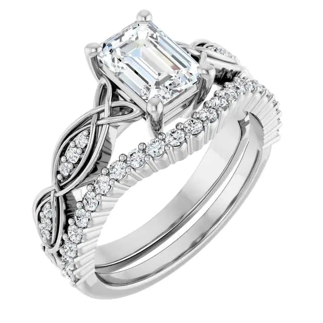Modern emerald cut engagement ring in gold by Dimitrios Creations