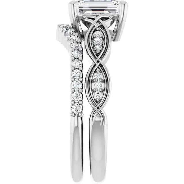 Modern emerald cut engagement ring in gold by Dimitrios Creations