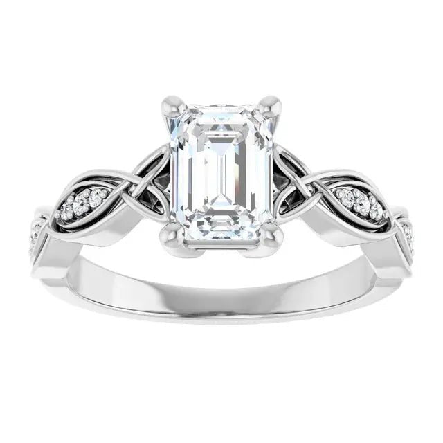 14K gold emerald-cut diamond infinity ring by Dimitrios Creations