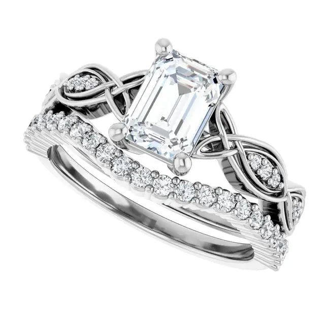 Modern emerald cut engagement ring in gold by Dimitrios Creations