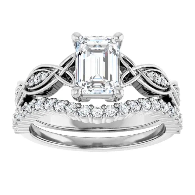Modern emerald cut engagement ring in gold by Dimitrios Creations