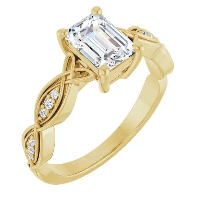 Modern emerald cut engagement ring in gold by Dimitrios Creations
