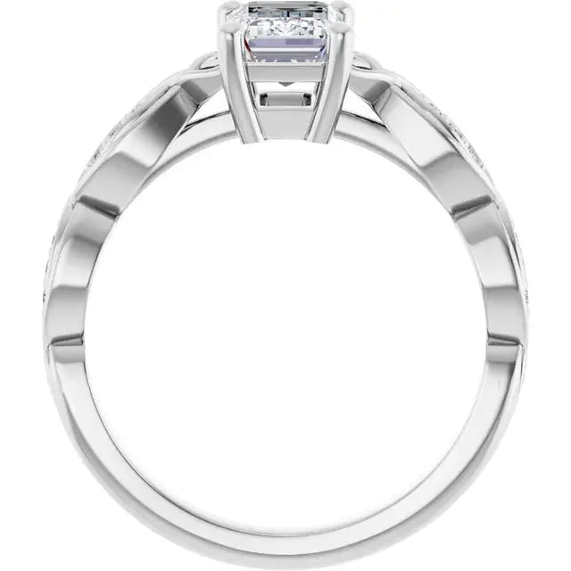 Modern emerald cut engagement ring in gold by Dimitrios Creations