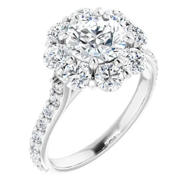 VS clarity floral halo engagement ring by Dimitrios Creations