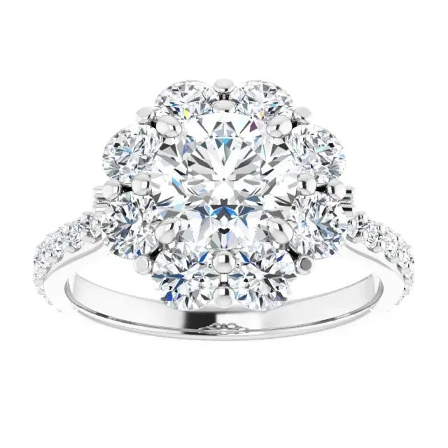 14K gold floral diamond engagement ring by Dimitrios Creations