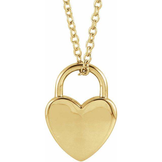 14K gold heart lock necklace handcrafted by Dimitrios Creations