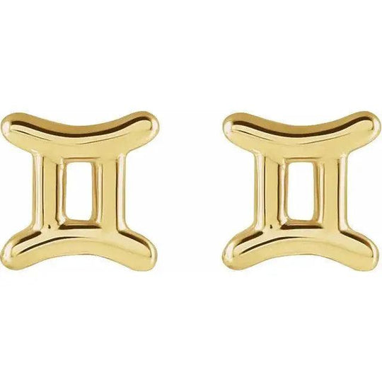 Gemini zodiac earrings handcrafted 14K gold