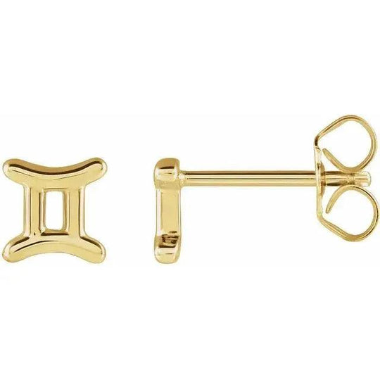 Elegant gold earrings with Gemini zodiac design