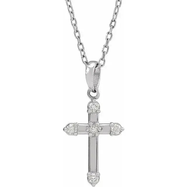 Grace Diamond Cross Necklace in 14K white gold with natural diamonds. A faith-inspired, elegant pendant ideal for religious milestones and special gifts.