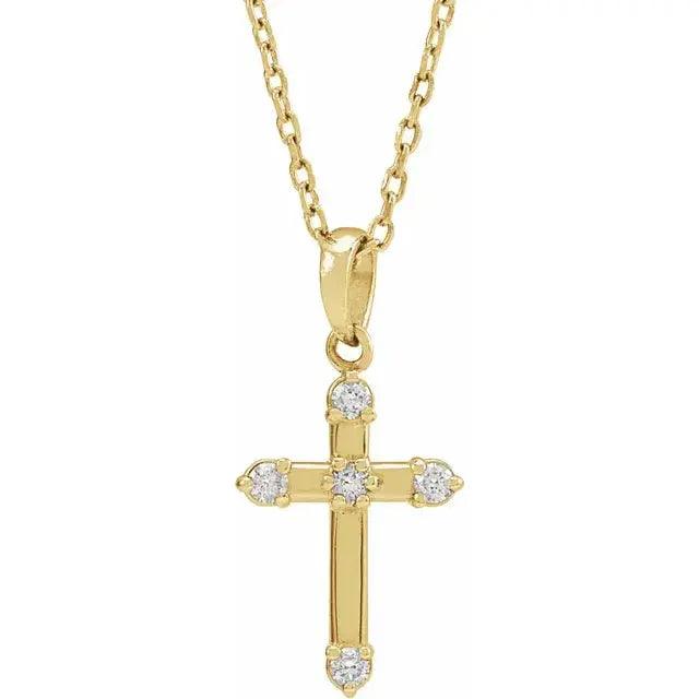 Grace Diamond Cross Necklace in 14K gold featuring natural diamonds. A faith-inspired pendant blending elegance and luxury, perfect for special occasions.