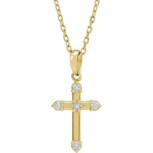 Grace Diamond Cross Necklace in 14K gold featuring natural diamonds. A faith-inspired pendant blending elegance and luxury, perfect for special occasions.