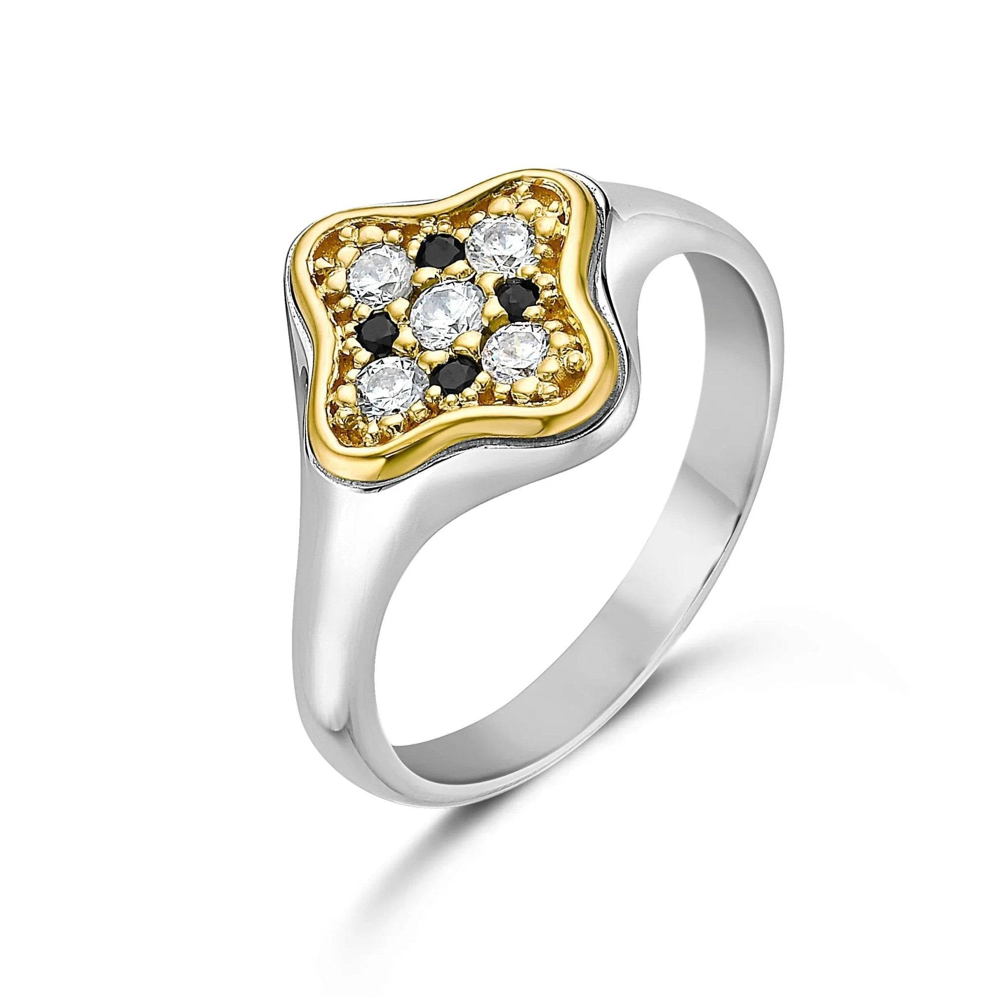 14K gold four-leaf clover ring by Dimitrios Creations
