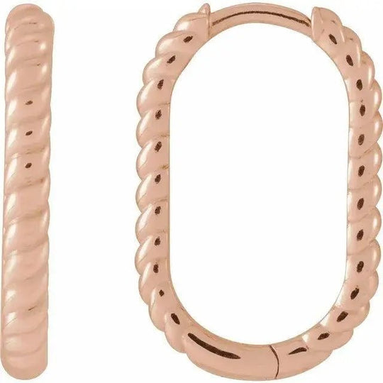 Rose gold twisted hoop earrings in 14K gold