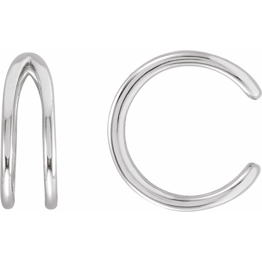 14K white gold Split Huggie Earrings highlighting their modern, open-hoop design.