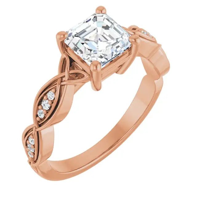 Luxurious Asscher diamond infinity engagement ring in gold or platinum