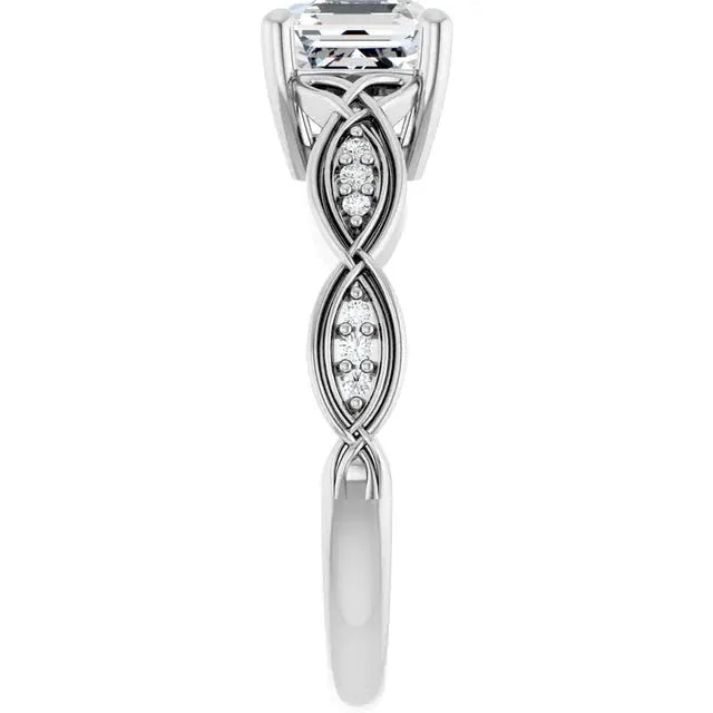NYC-made Asscher diamond infinity ring for proposals