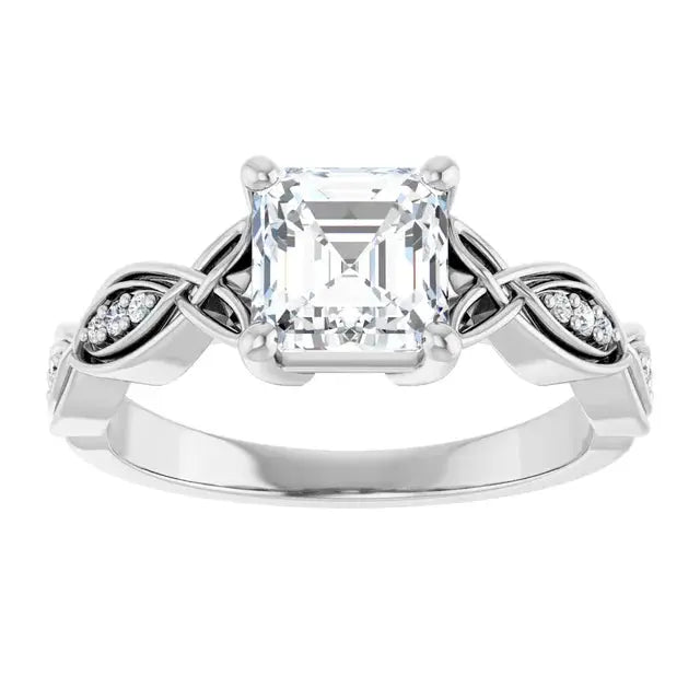 14K gold Asscher-cut diamond infinity ring by Dimitrios Creations