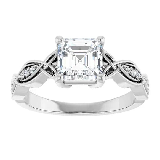 Infinity Asscher diamond engagement ring with 1ct diamond