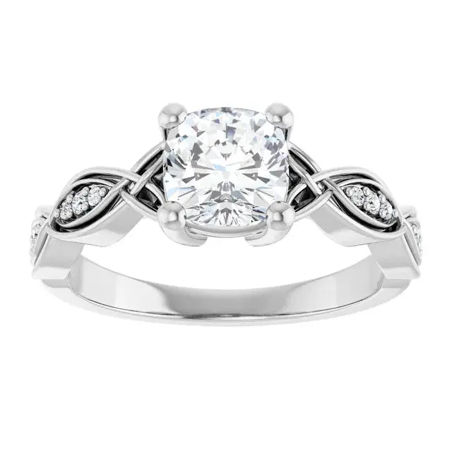 Infinity cushion diamond engagement ring with 1ct diamond