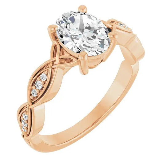 Luxurious oval diamond infinity engagement ring in gold or platinum