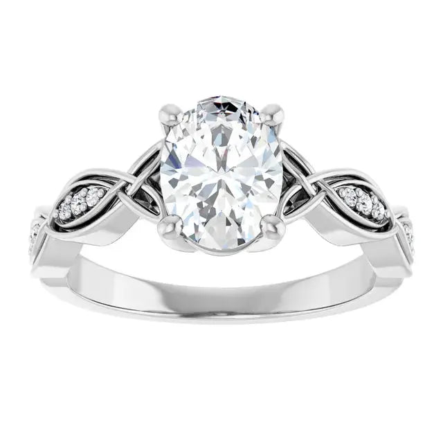 14K gold oval diamond infinity ring by Dimitrios Creations