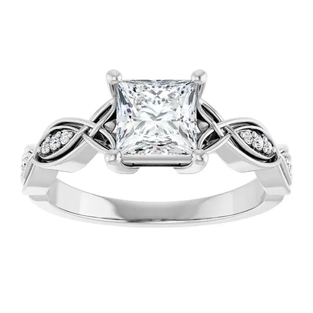 Infinity square diamond engagement ring with 1ct diamond