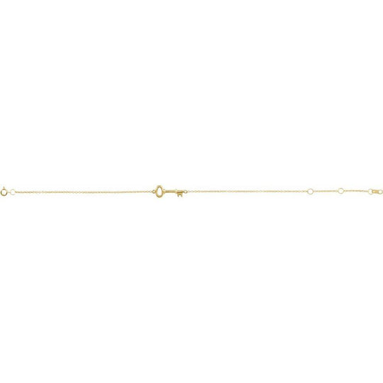 Yellow gold key bracelet showing it's length