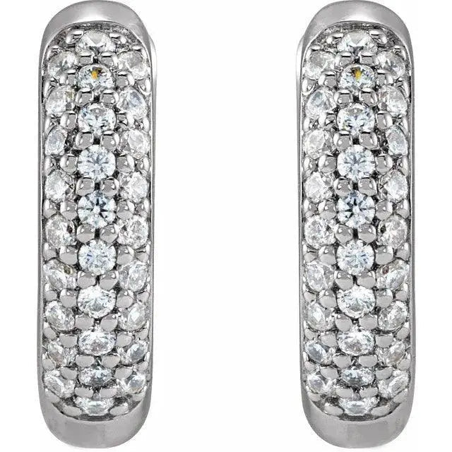 14K gold diamond hoop earrings with lightweight design