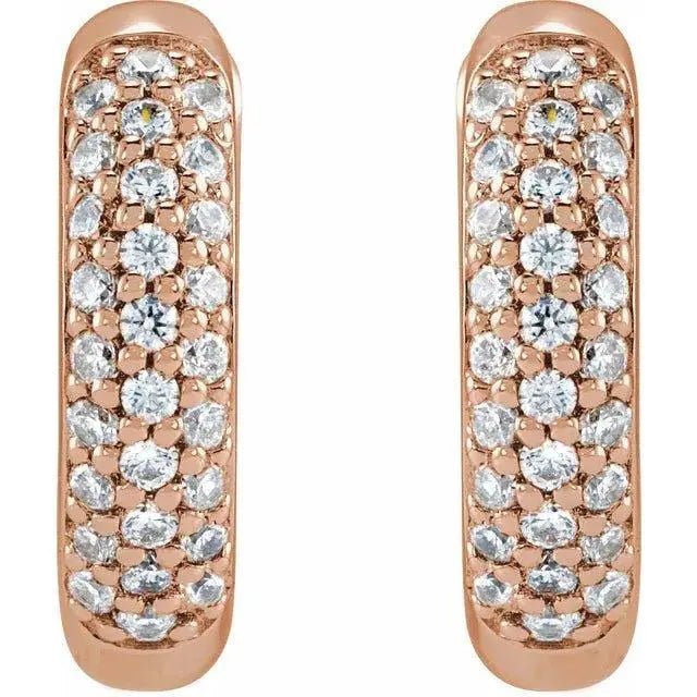 Elegant rose gold hoop earrings featuring sustainable diamonds