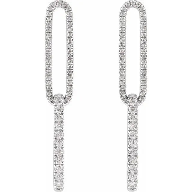 White gold link earrings with sparkling lab-grown diamonds