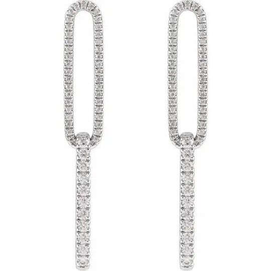 White gold link earrings with sparkling lab-grown diamonds