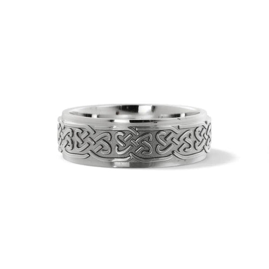 Celtic Wedding Ring in 6mm white gold with a love knot motif. A meaningful and stylish eternity ring, ideal for weddings and special occasions.