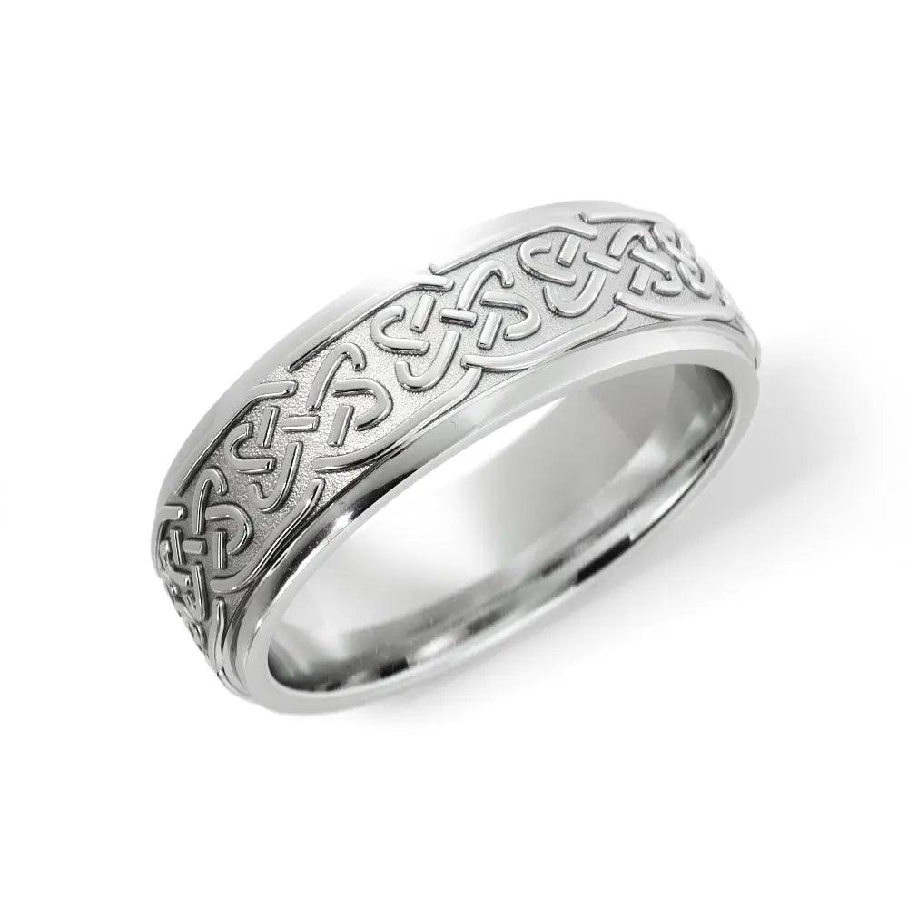6 mm Celtic knot wedding ring in 14K gold, handcrafted in NYC.