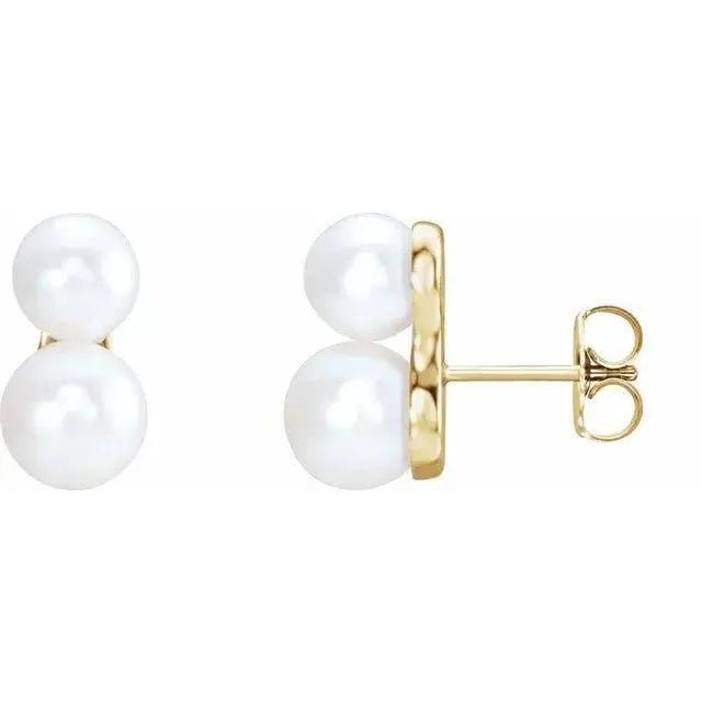 14K gold pearl drop earrings in yellow gold for timeless style