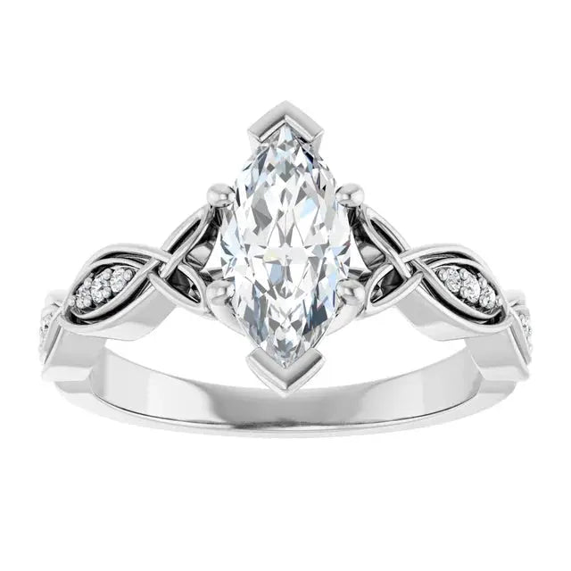 Marquise diamond engagement ring with 1ct center stone