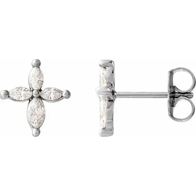 VS clarity marquise diamond earrings in gold by Dimitrios Creations