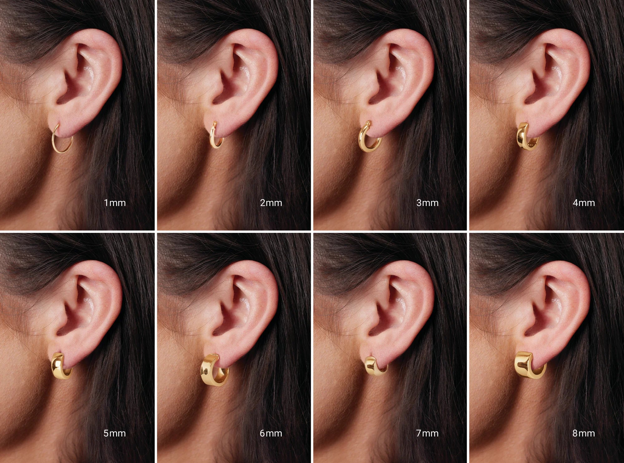 Nautilus Twist Earrings worn – elegant everyday hoops in fine gold thickens chart