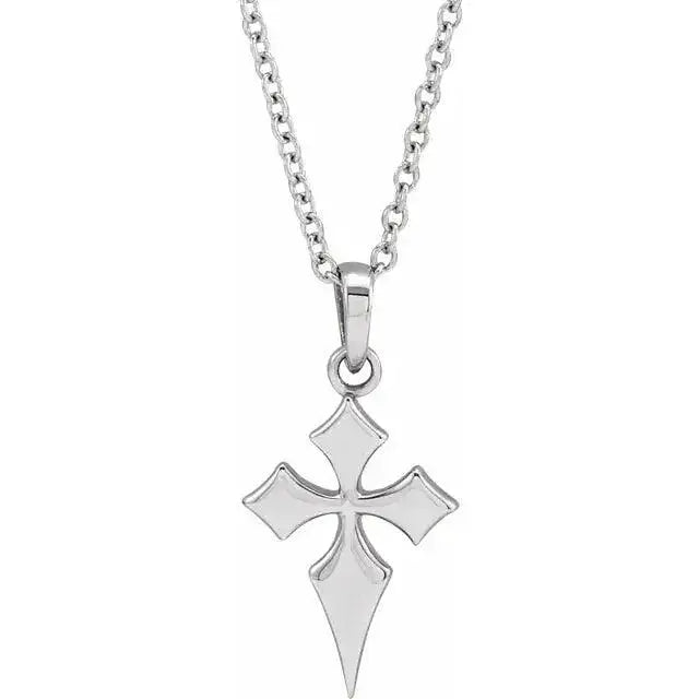 Modern Cross Necklace in white gold with a sleek, handcrafted cross pendant on a delicate chain. A contemporary faith-inspired jewelry piece for any occasion.