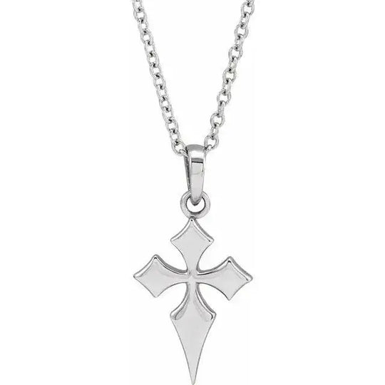 Modern Cross Necklace in white gold with a sleek, handcrafted cross pendant on a delicate chain. A contemporary faith-inspired jewelry piece for any occasion.