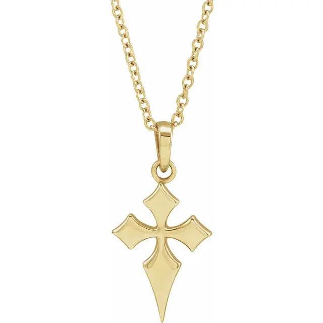 Modern cross necklace in 14K gold